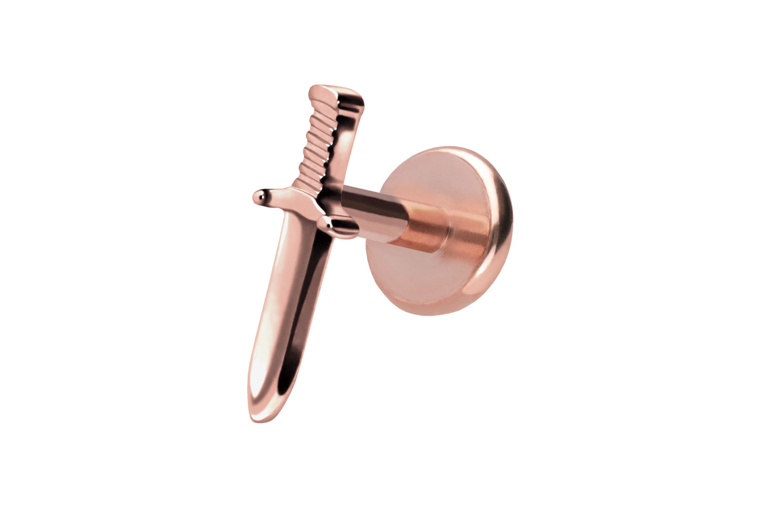 Titan Labret Piercing mit Push Fit SCHWERT
